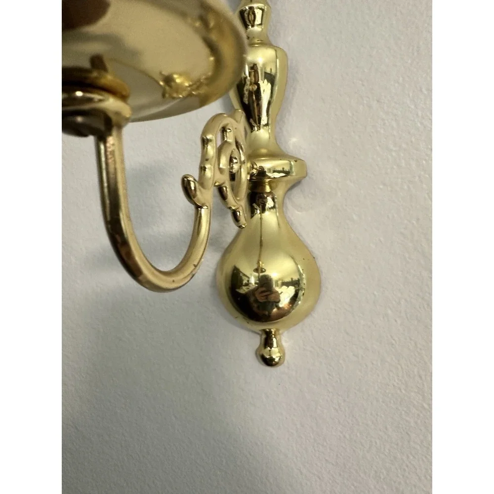 Vintage Solid Brass Wall Sconce Candle‎ Holders Pair Single Arm 12